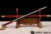 手工手杖剑-百炼钢+红木
