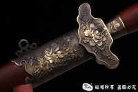 精品铜装百炼钢太极剑-牡丹图