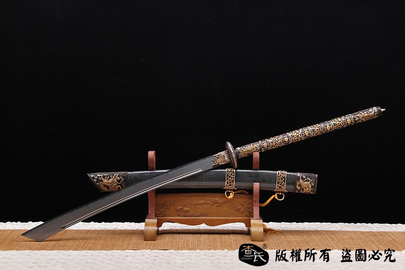 紫铜装精品斩马刀-百炼钢烧刃